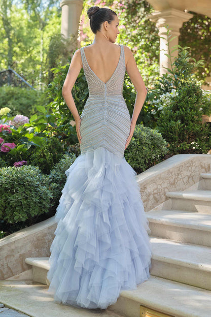 Andrea &amp; Leo A1493 Showstopping Mermaid Gown Ruffle Tiered Tulle Skirt