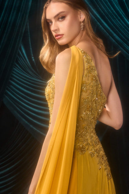 Andrea &amp; Leo A1495 One Shoulder Chiffon A-Line Formal Dress