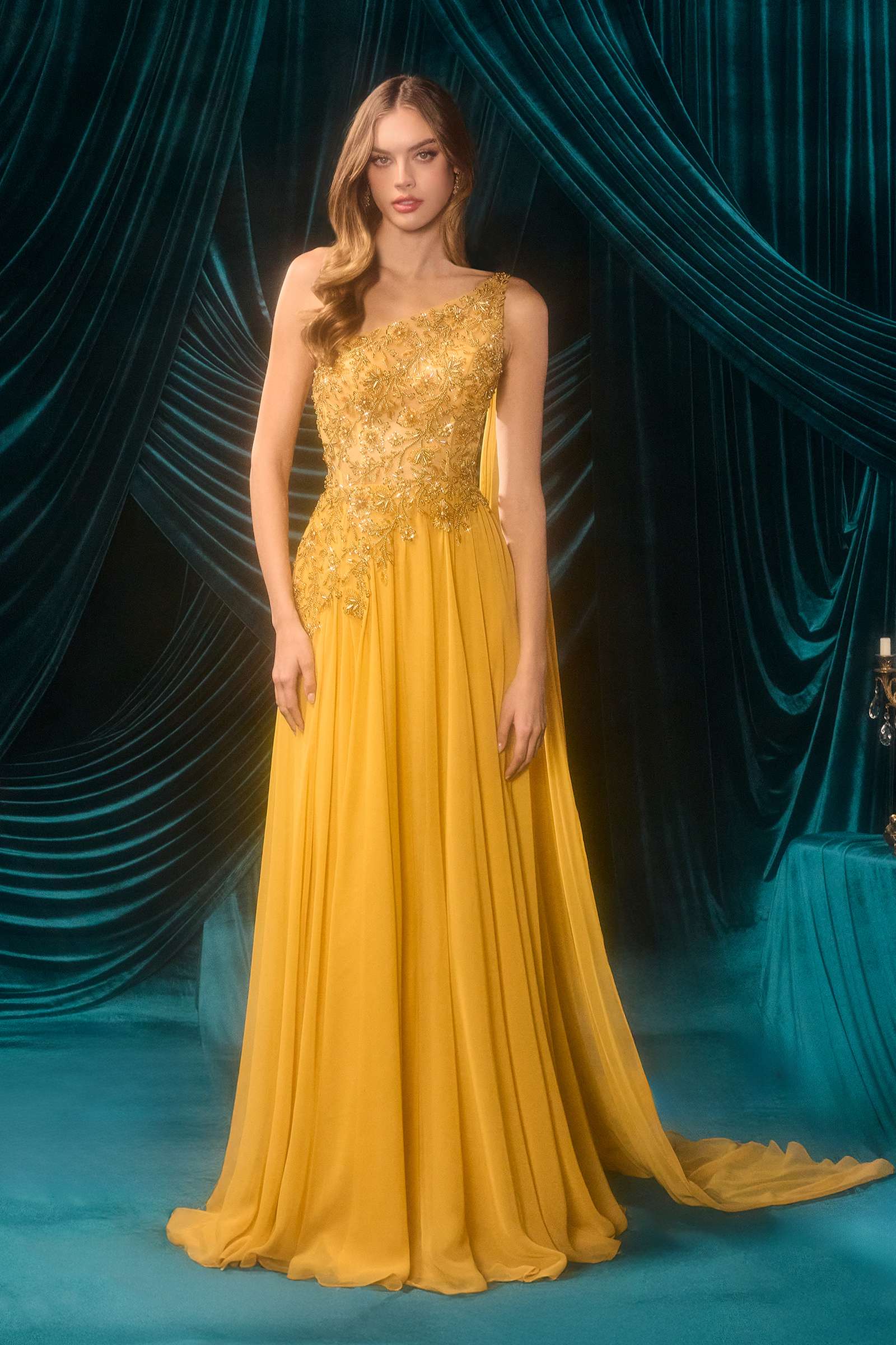 Andrea &amp; Leo A1495 One Shoulder Chiffon A-Line Formal Dress