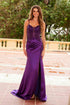 Nox Anabel A1585 Sleeveless Floral Applique Satin Dress with Slit by DiscountDressShop