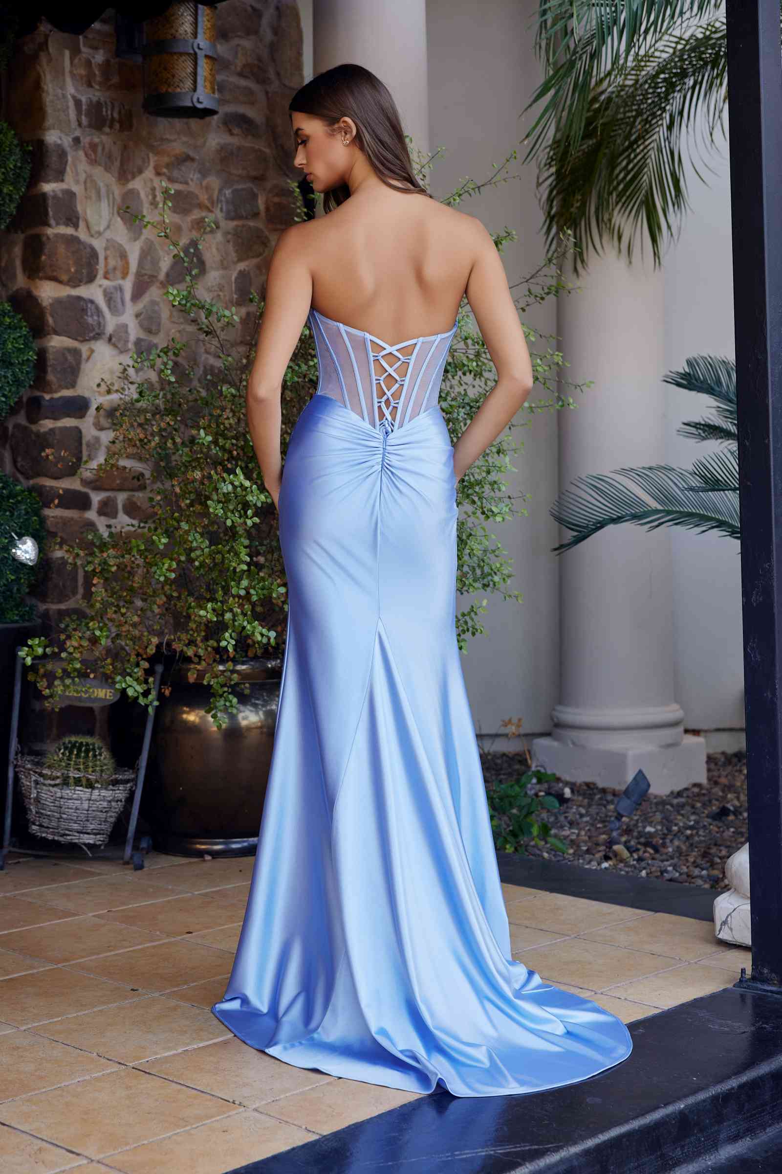 Nox Anabel A1737 Strapless Fitted Stretch Satin Prom Gown by DiscountDressShop