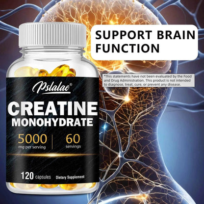 Creatine Monohydrate - Improves Athletic Performance, Strength, Endurance and Muscle Building - 120 Capsules