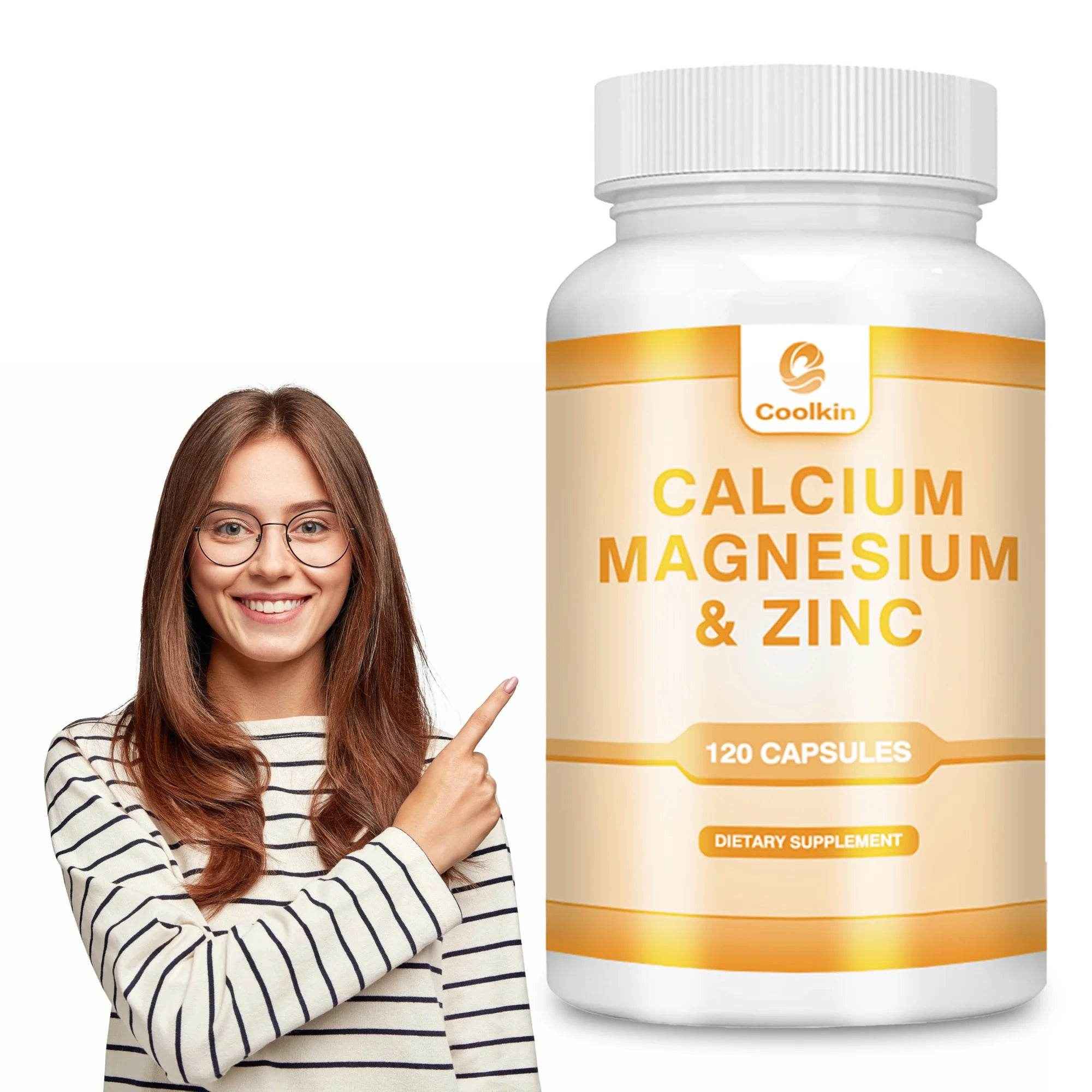 Calcium + Magnesium + Zinc Capsules - Supports Bone Health, Nerve and Muscle Function, Immune Support - 120 Capsules