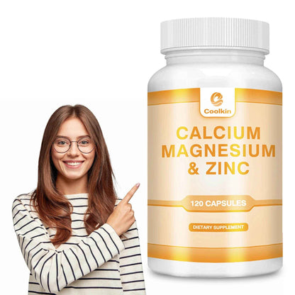 Calcium + Magnesium + Zinc Capsules - Supports Bone Health, Nerve and Muscle Function, Immune Support - 120 Capsules