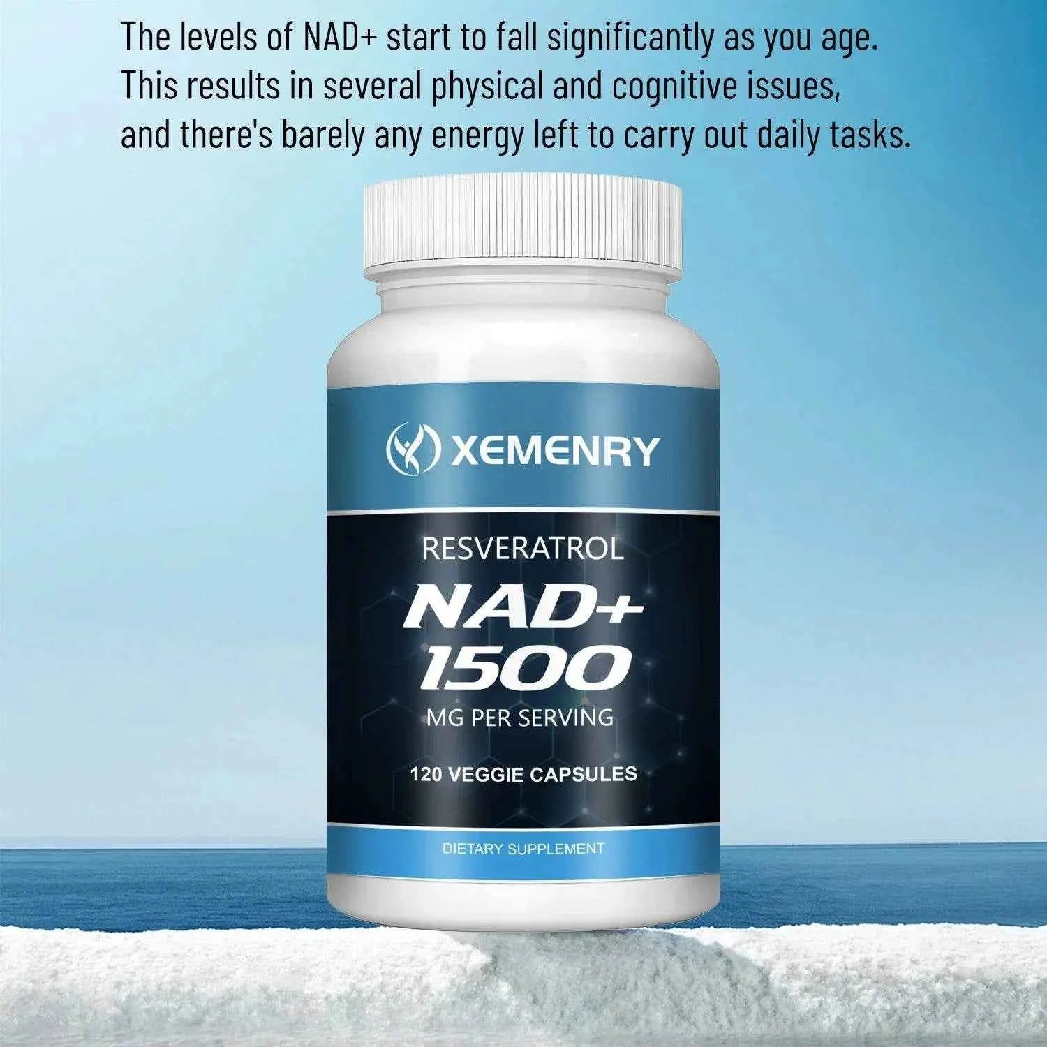NAD Supplements - with Resveratrol - Natural Energy Supplement, Support Cell Health, Anti-aging, Enhance Immunity - 120 Capsules