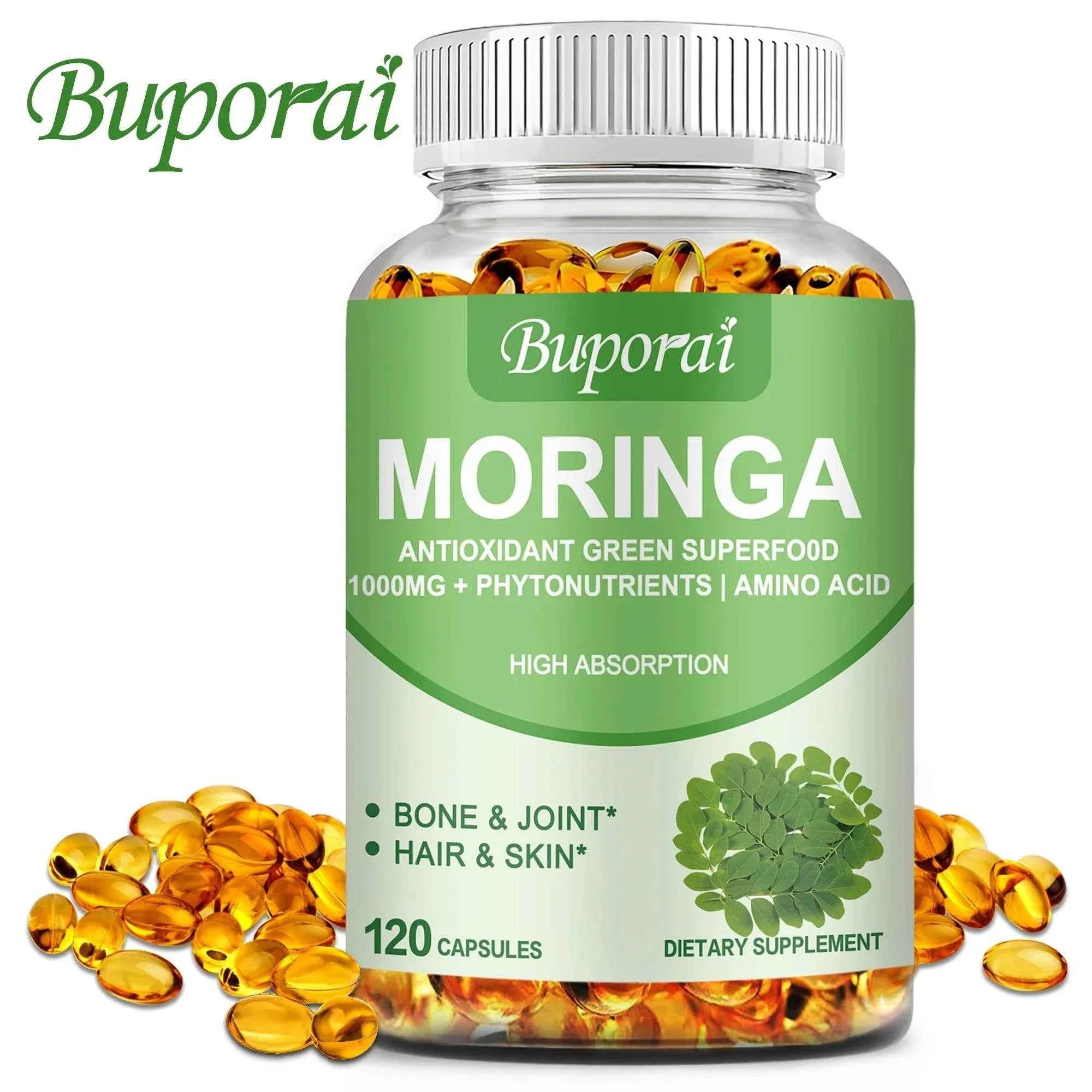 Moringa - Immune System, Energy &amp; Metabolism Natural Anti-inflammatory Helps Detox, Fat Burn - 120 Capsules