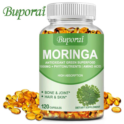 Moringa - Immune System, Energy &amp; Metabolism Natural Anti-inflammatory Helps Detox, Fat Burn - 120 Capsules