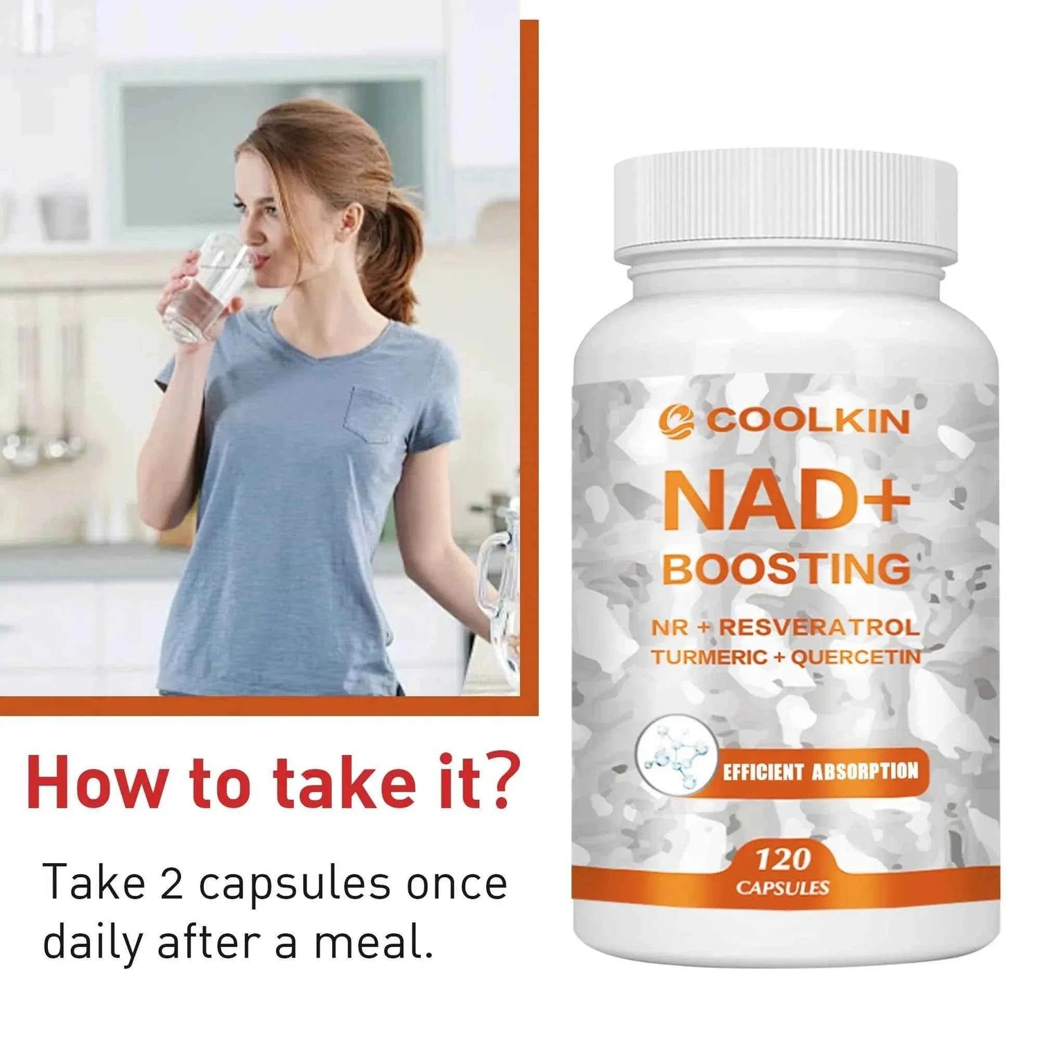 NAD + Boosting - with Trans-resveratrol, Quercetin - Enhance Cell Vitality and Help Cell Repair, Anti-aging - 120 Capsules