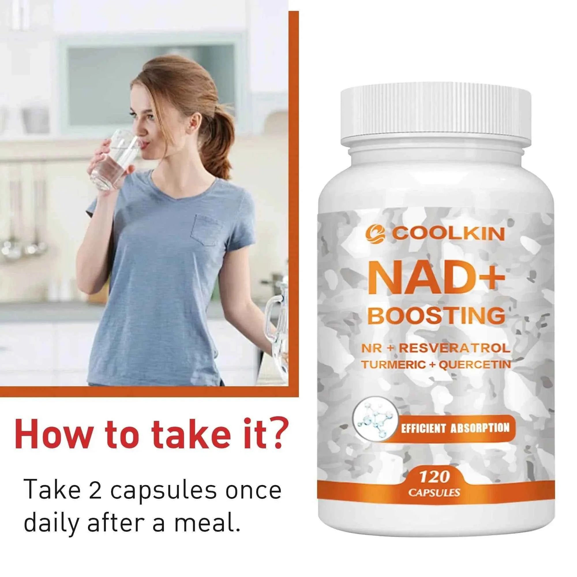 NAD + Boosting - with Trans-resveratrol, Quercetin - Enhance Cell Vitality and Help Cell Repair, Anti-aging - 120 Capsules