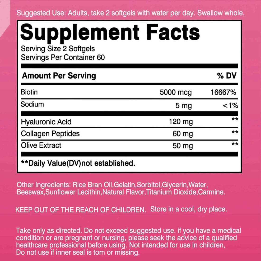 Ultra Strength Beauty Capsules - Whitening Skin Care, Replenishing Hair, Skin and Nails - 120 Capsules