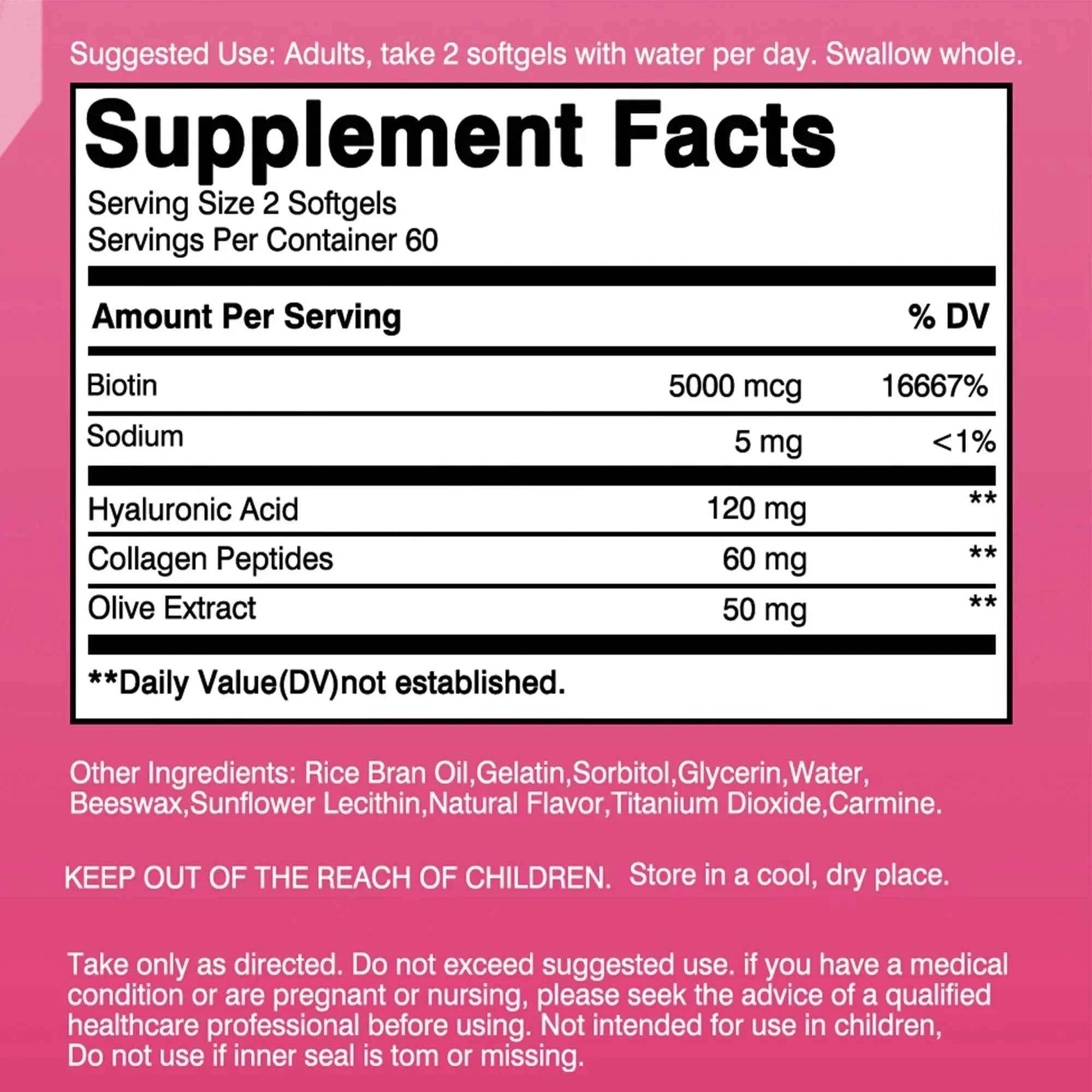 Ultra Strength Beauty Capsules - Whitening Skin Care, Replenishing Hair, Skin and Nails - 120 Capsules