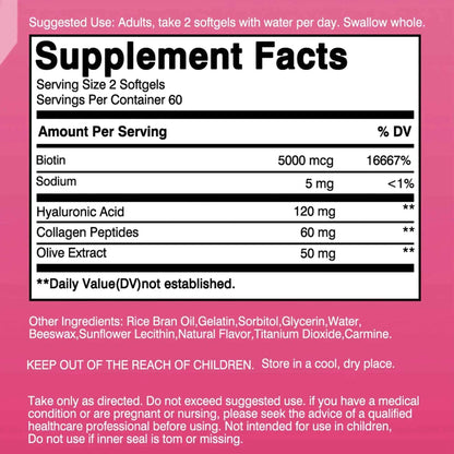 Ultra Strength Beauty Capsules - Whitening Skin Care, Replenishing Hair, Skin and Nails - 120 Capsules