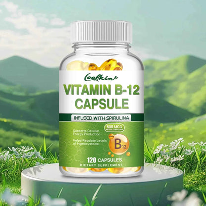 Vitamin B12 - Supports Energy Metabolism and Nervous System, Good for Brain and Heart Health - 120 Capsules