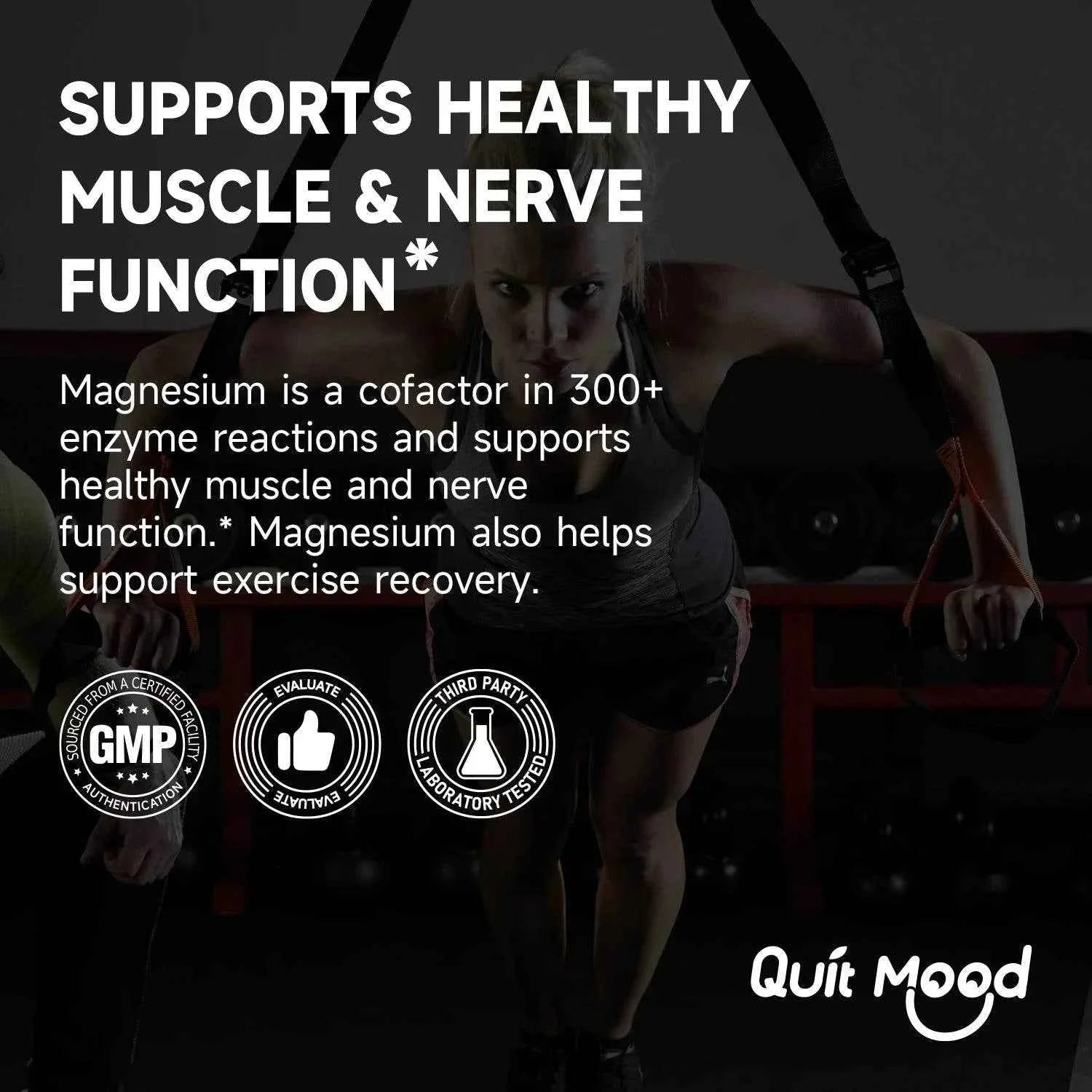 Quitmood Triple Magnesium Complex | 300mg of Magnesium Glycinate, Malate, &amp; Citrate for Muscles, Nerves, &amp; Energy | High Absorpt