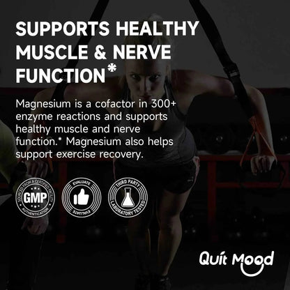 Quitmood Triple Magnesium Complex | 300mg of Magnesium Glycinate, Malate, &amp; Citrate for Muscles, Nerves, &amp; Energy | High Absorpt