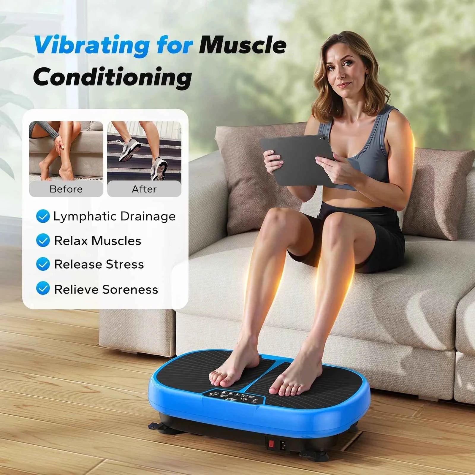 MERACH EMS Vibration Plate – Whole Body Platform for Lymphatic Drainage, Pain Relief &amp; Weight Loss