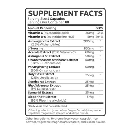 Adrenal Support - Releases Adrenal Fatigue, Cortisol Manager, Relaxes Stress and Anxiety, and Boosts Mood - 120 Capsules