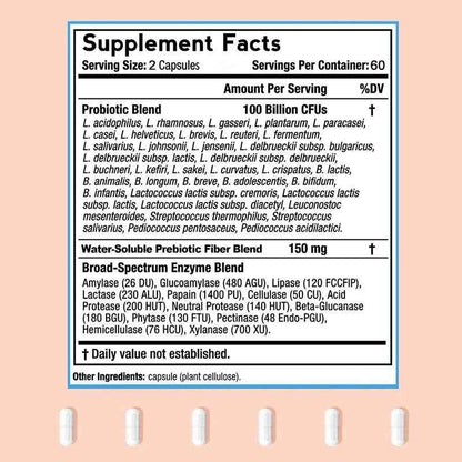 Probiotics 100 Billion - Supports Urinary Health, Promotes Digestive Regularity, and Balances Intestinal Bacteria - 120 Capsules