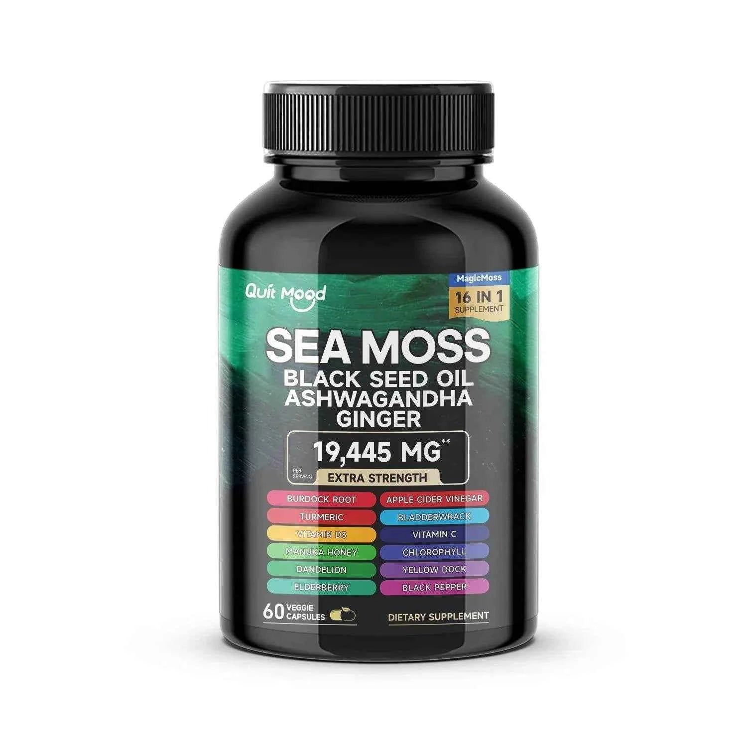 Sea Moss and shilajit Bundle 120 capsules, with Seamoss, Black Seed Oil, Ashwagandha, Ginger, Burdock Root, Turmeric, Black Pepp