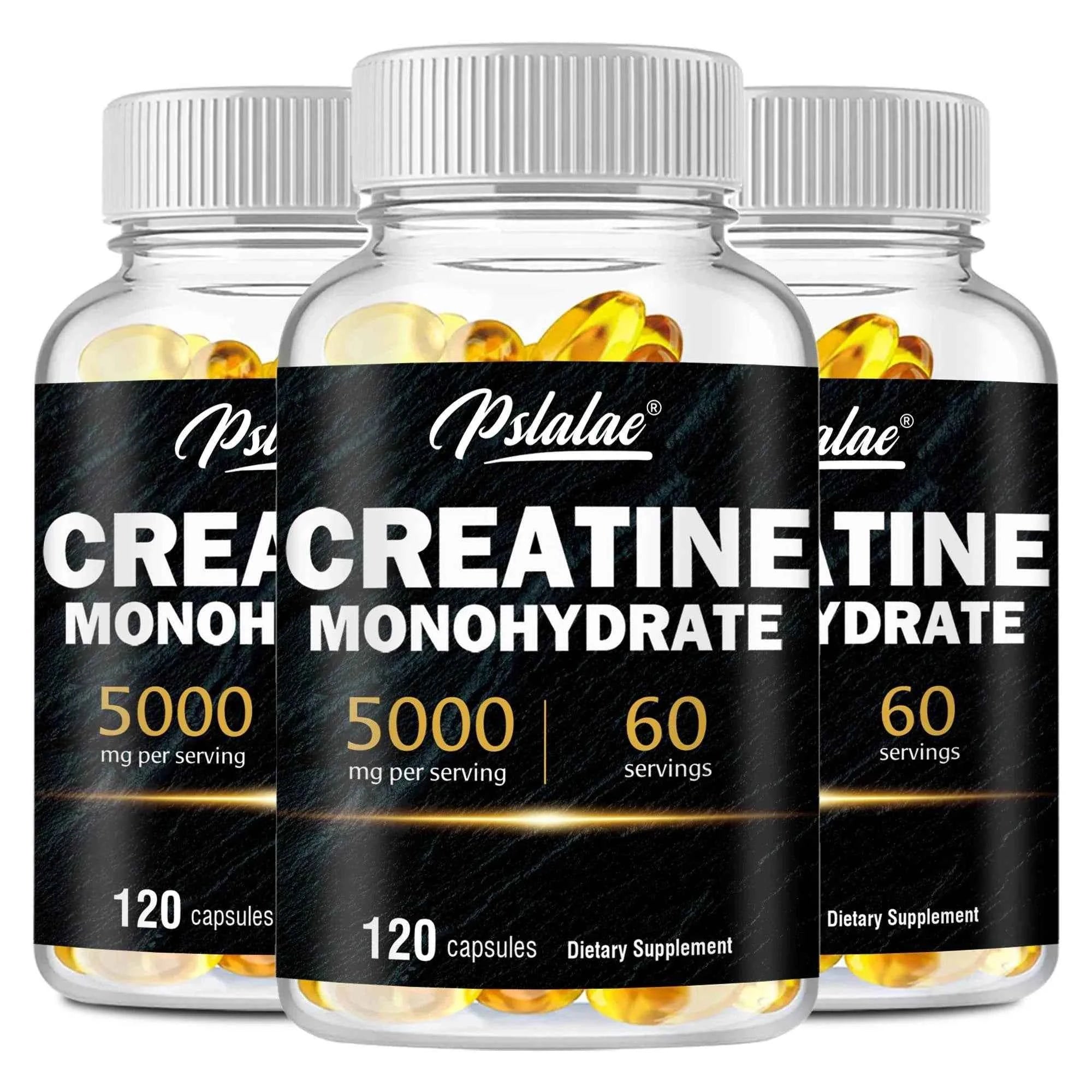 Creatine Monohydrate - Improves Athletic Performance, Strength, Endurance and Muscle Building - 120 Capsules