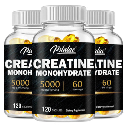 Creatine Monohydrate - Improves Athletic Performance, Strength, Endurance and Muscle Building - 120 Capsules