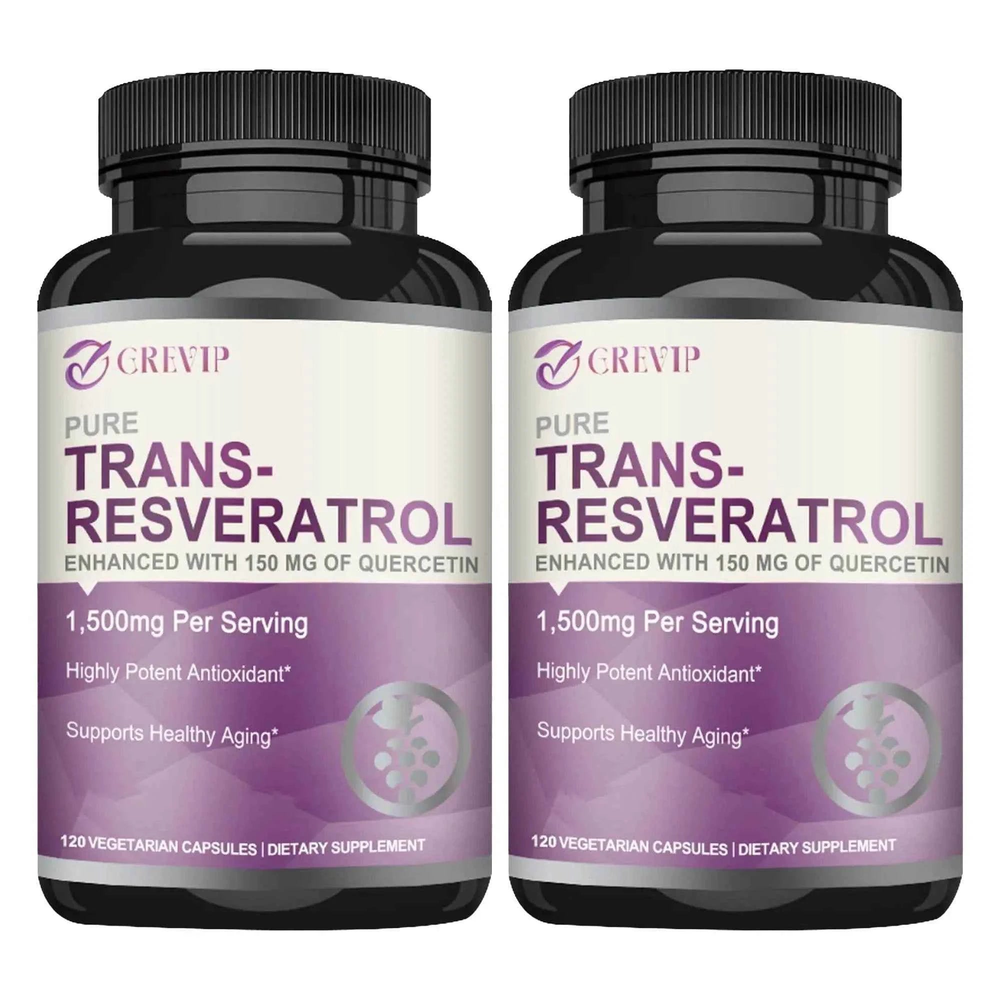 Trans-Resveratrol Supplement - Promotes Joint and Heart Health, Fights Aging, Brain Support - 120 Capsules
