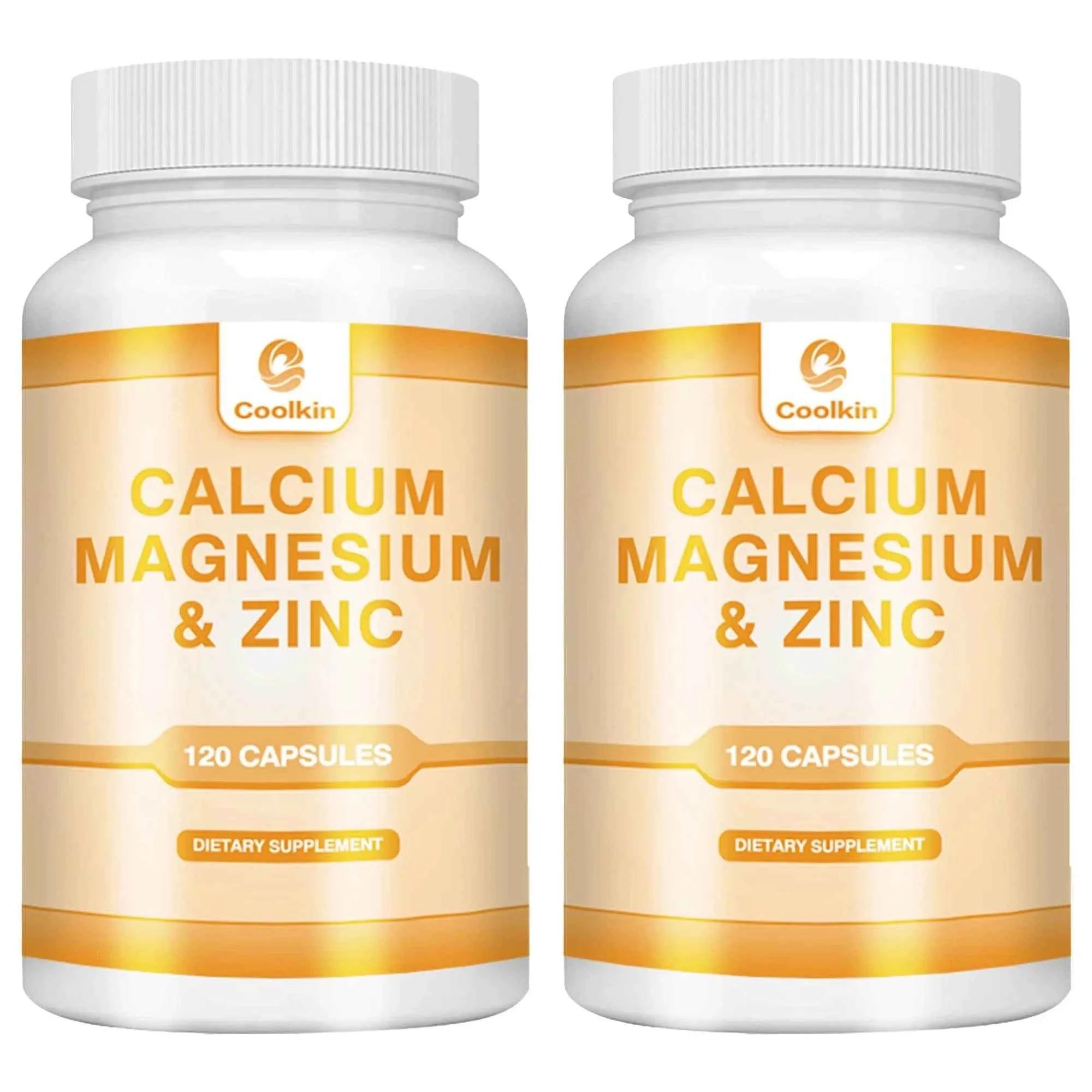 Calcium + Magnesium + Zinc Capsules - Supports Bone Health, Nerve and Muscle Function, Immune Support - 120 Capsules