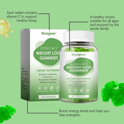 Googeer 30pcs Slimming Body Gummies Fat Burner Energy Support Dietary Supplement Fruit Flavor Anti Cellulite Weight Loss Gummies