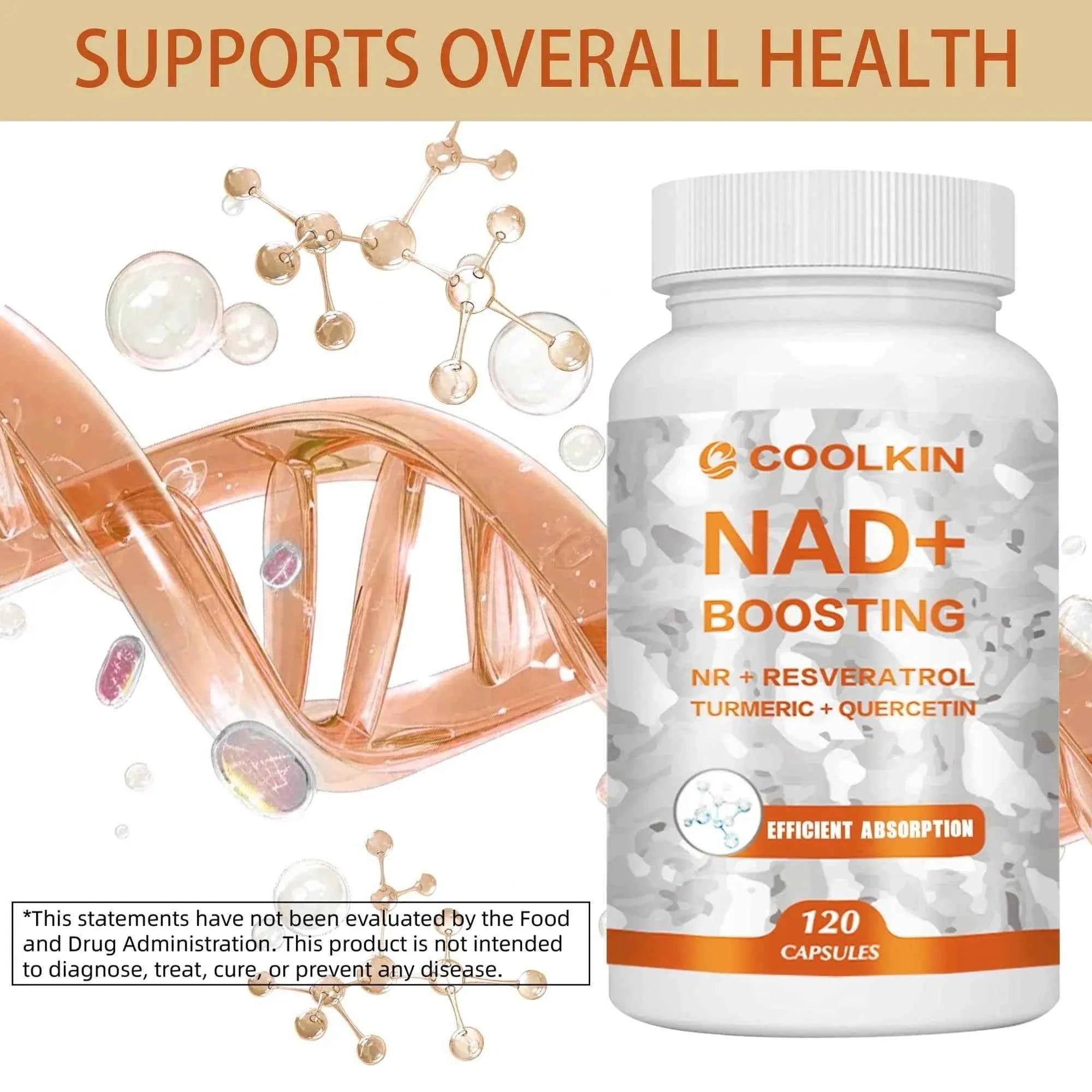 NAD + Boosting - with Trans-resveratrol, Quercetin - Enhance Cell Vitality and Help Cell Repair, Anti-aging - 120 Capsules