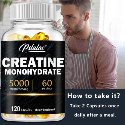 Creatine Monohydrate - Improves Athletic Performance, Strength, Endurance and Muscle Building - 120 Capsules