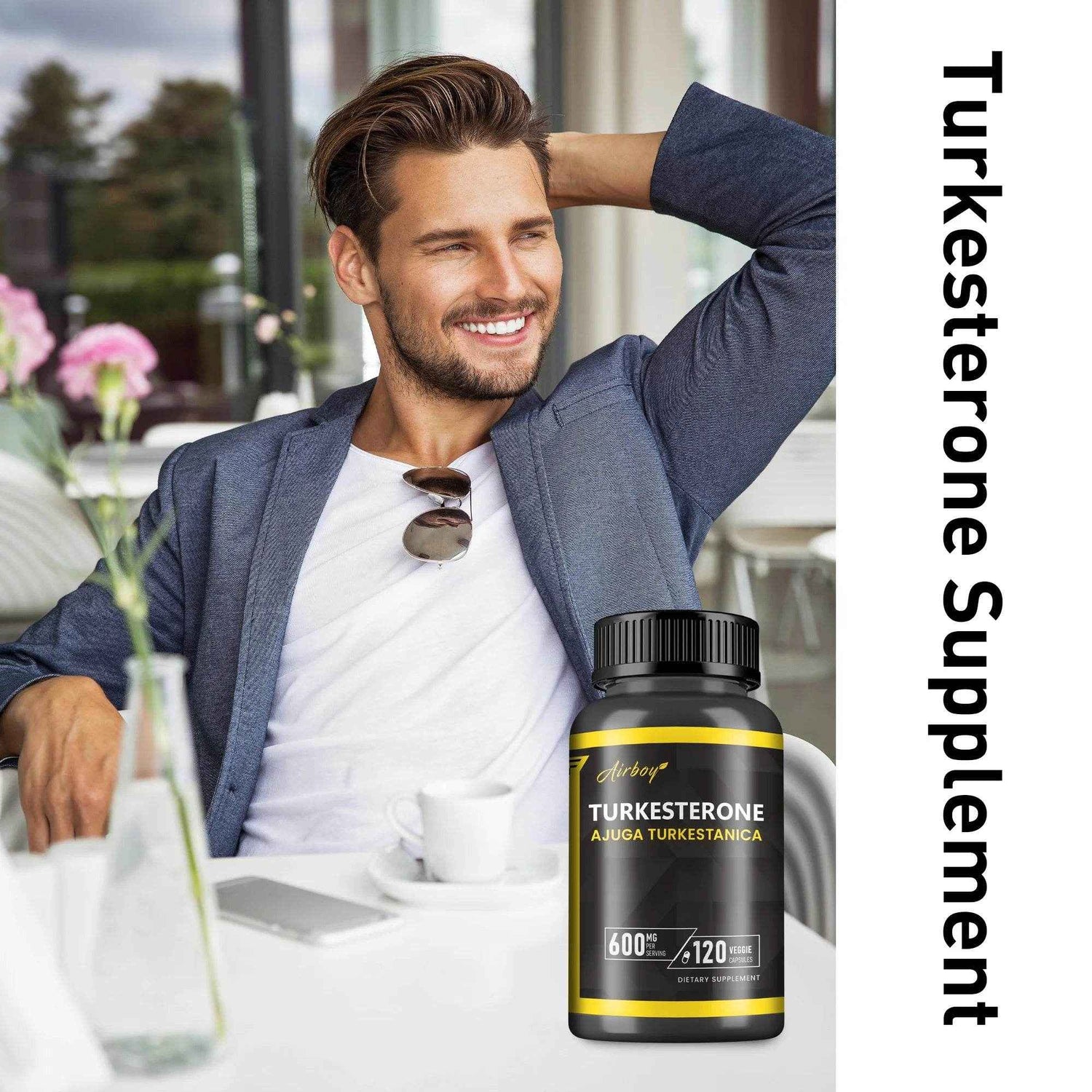 Turkesterone Supplement - Improves Male Performance, Endurance, Motivation, Focus &amp; Muscle Mass - 120 Capsules