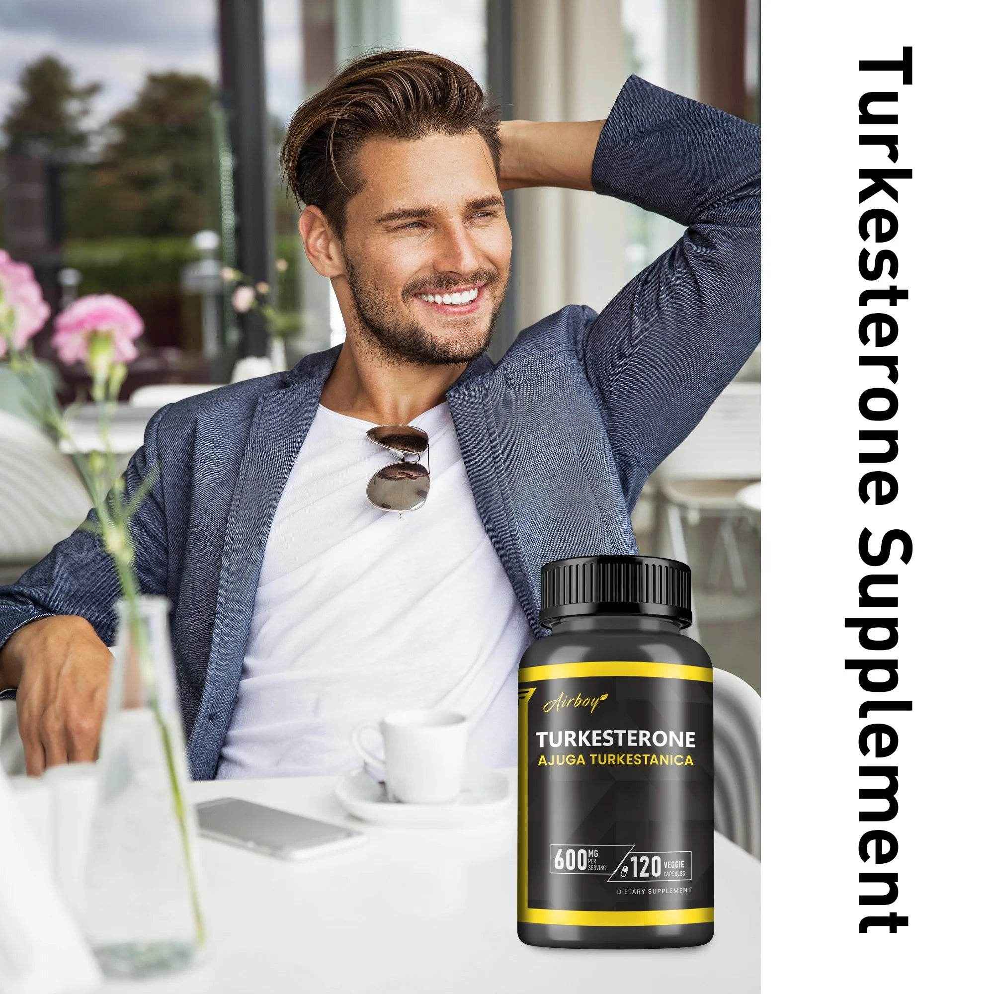Turkesterone Supplement - Improves Male Performance, Endurance, Motivation, Focus &amp; Muscle Mass - 120 Capsules