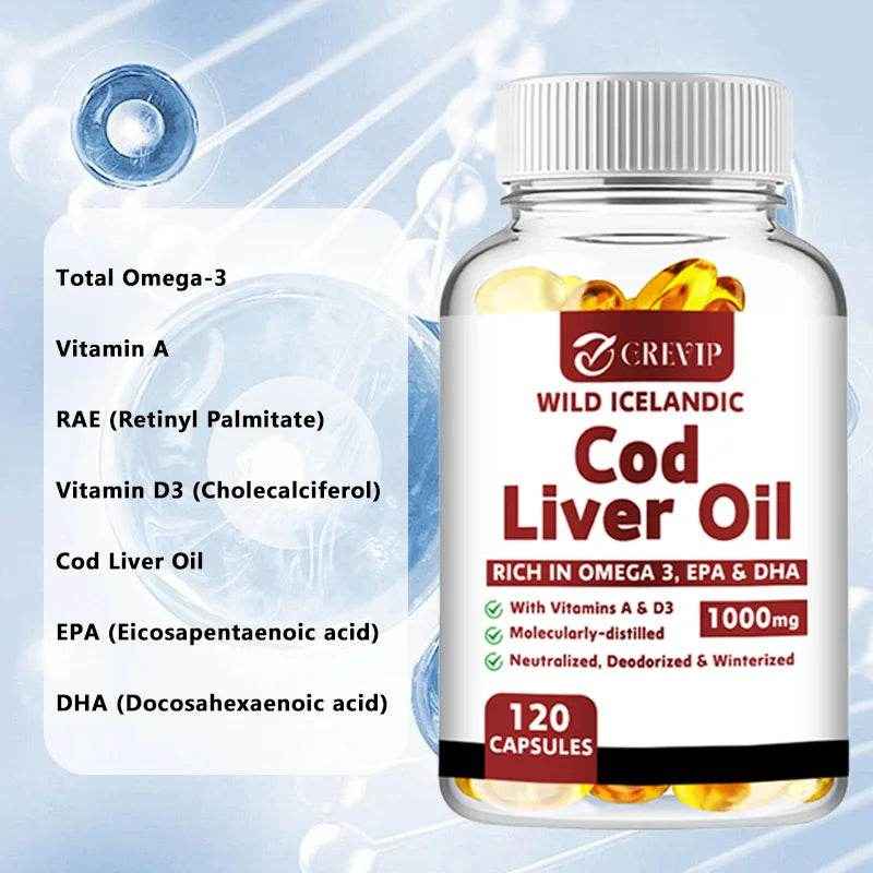 Cod Liver Oil - Heart Joint Brain &amp; Immune Support - Omega 3 EPA/DHA - 120 Capsules