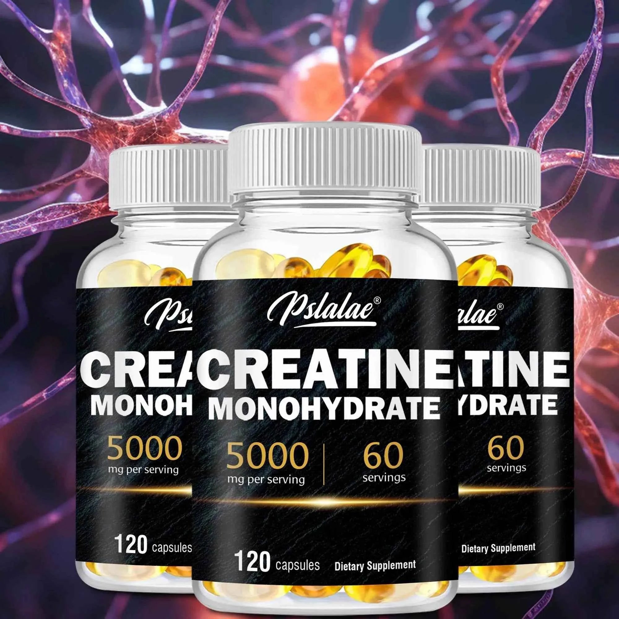 Creatine Monohydrate - Improves Athletic Performance, Strength, Endurance and Muscle Building - 120 Capsules