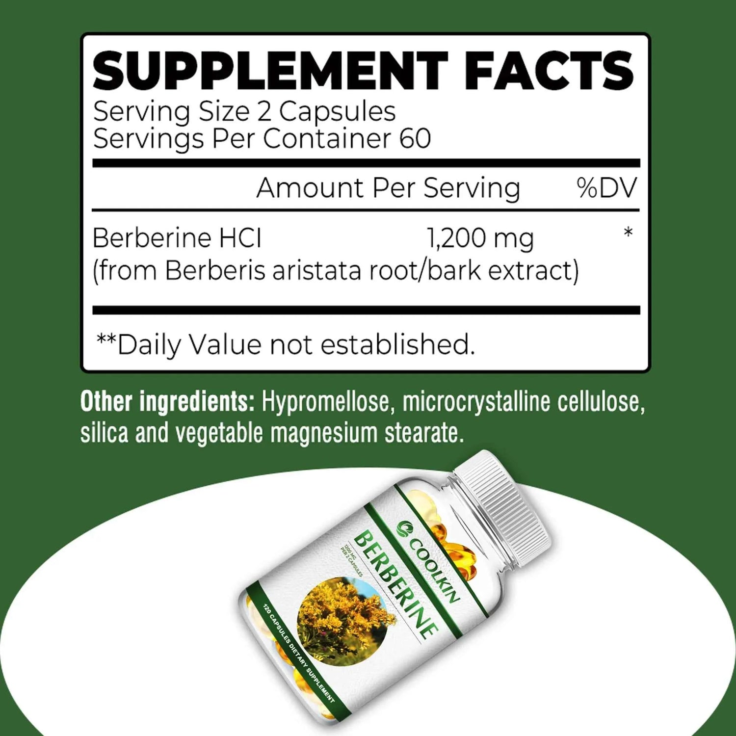 Premium Berberine Supplement - Supports Immune System, Cardiovascular Heart &amp; Gastrointestinal Wellness - 120 Capsules