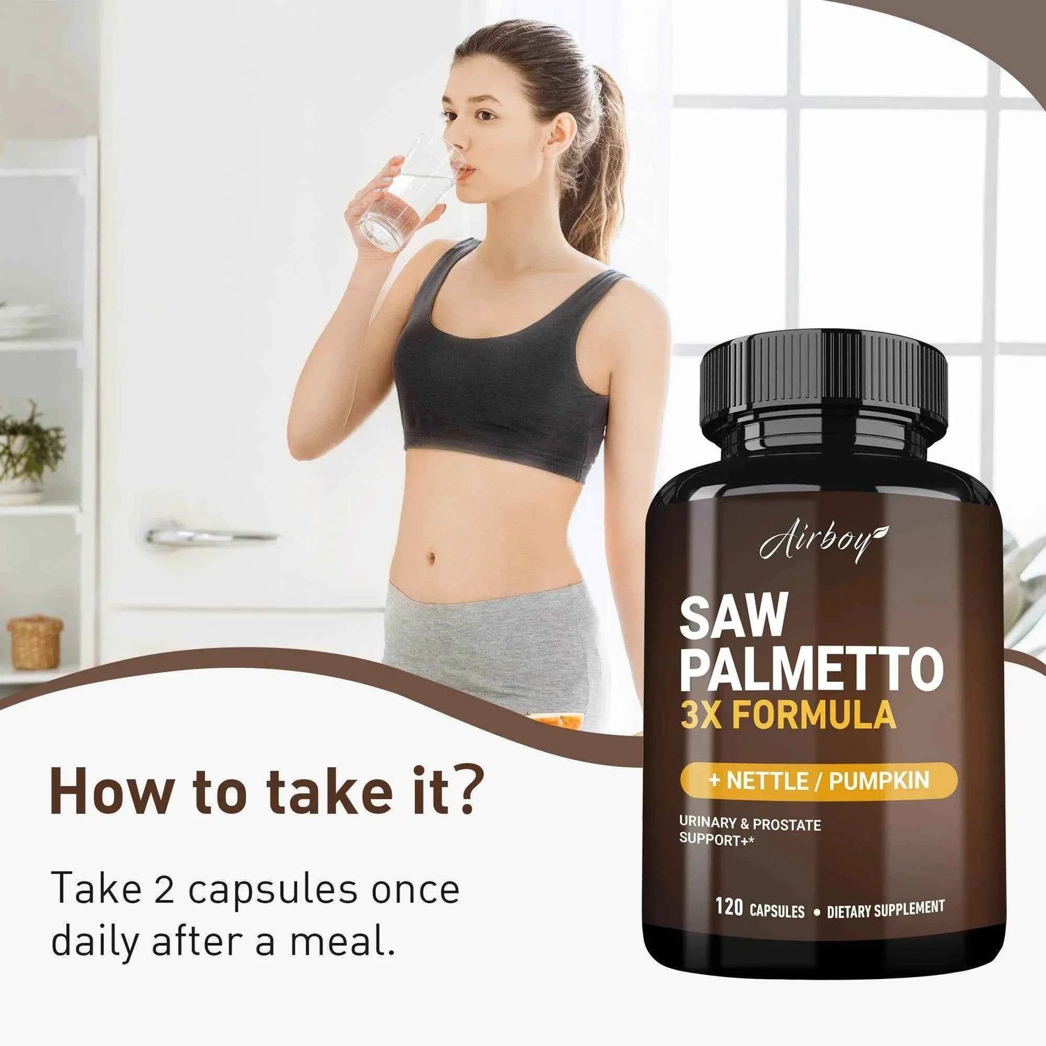 Saw Palmetto Capsules - Supports Prostate and Urinary Tract Health, Blocks DHT, and Promotes Healthy Hair Growth - 120 Capsules