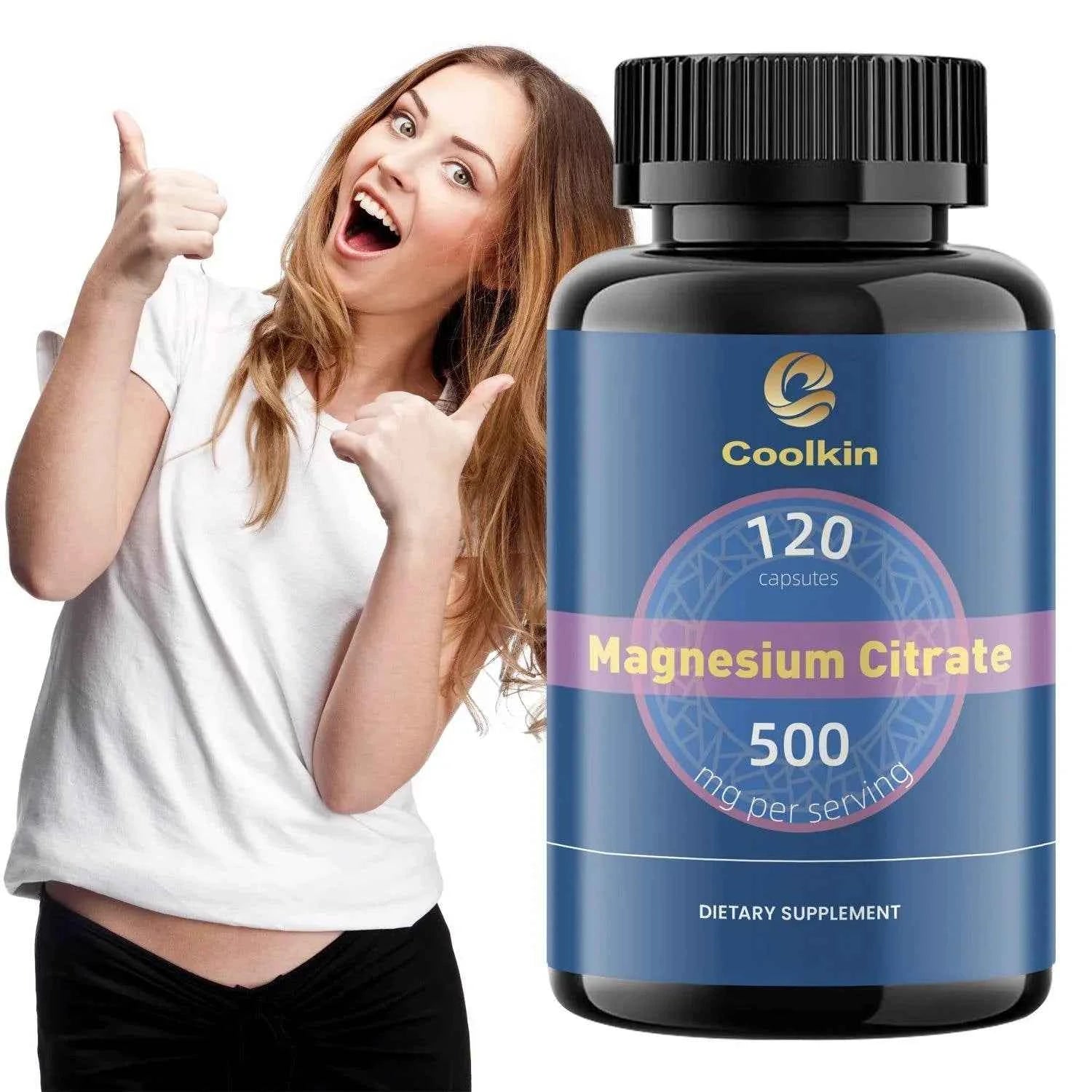 Magnesium Citrate Capsules - Muscle, Bone, Heart, Nervous System Support, Improve Sleep - 120 Capsules