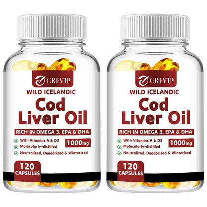 Cod Liver Oil - Heart Joint Brain &amp; Immune Support - Omega 3 EPA/DHA - 120 Capsules