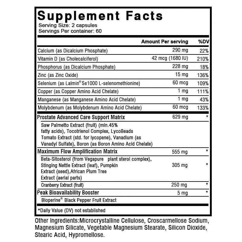 Prostate - Premium Formula with Saw Palmetto, Lycopene, Nettle, Cranberry - 120 Capsules