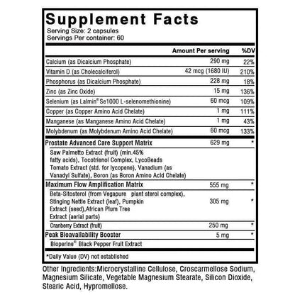 Prostate - Premium Formula with Saw Palmetto, Lycopene, Nettle, Cranberry - 120 Capsules