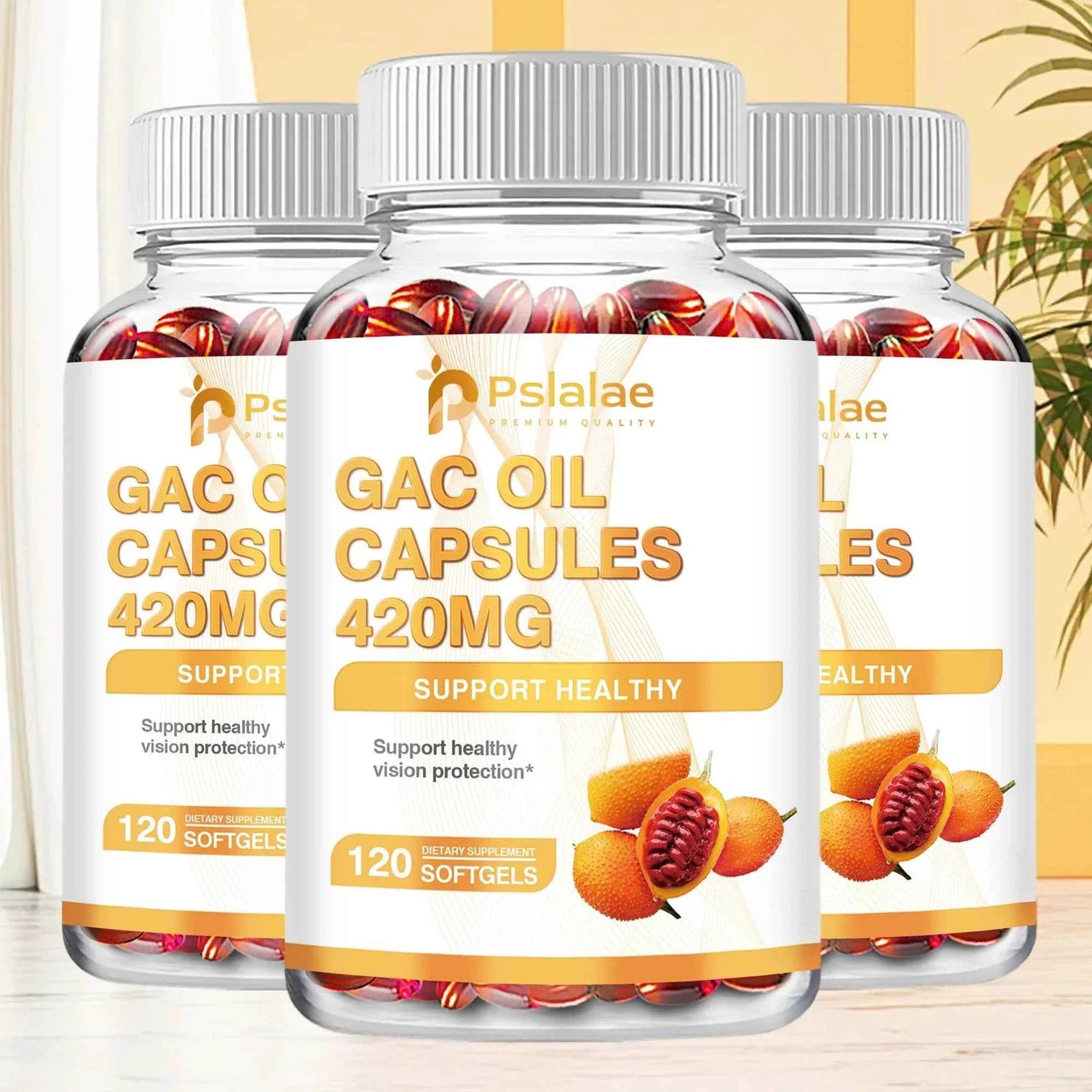 Gac Oil 420mg - Vision Protection, Gastrointestinal Support, Cholesterol Reduction - 120 Capsules