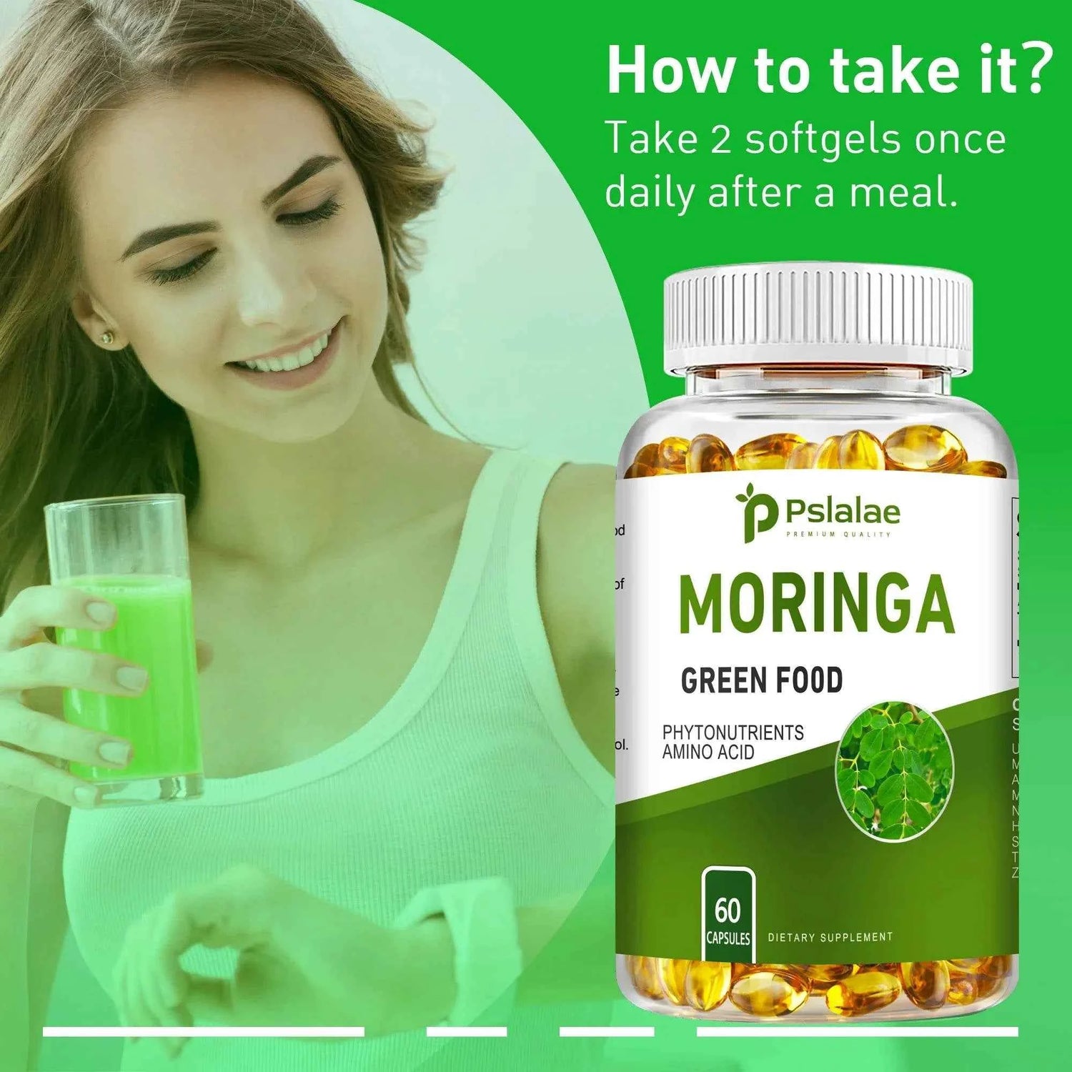 Moringa Supplement - Promote Bone, Joint, Immune Health | Enhance Energy, Endurance, Concentration - 60 Capsules