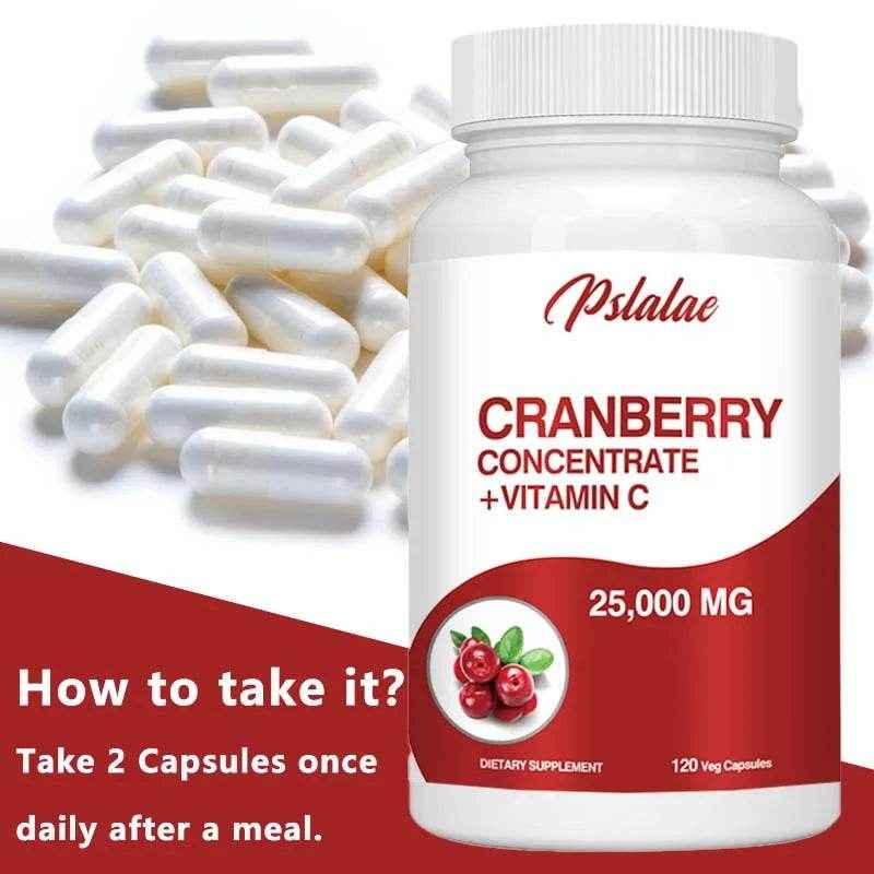 Cranberry Extract Supplement 25,000 Mg - Prostate Support, Aids Urination Contains Vitamin C and Vitamin E - 120 Capsules