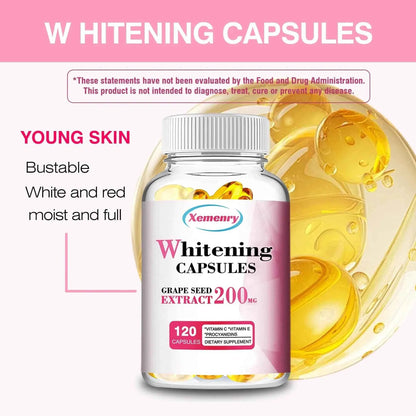 Whitening Capsules - Anti-aging, Anti-oxidation, Wrinkle Reduction, Skin Whitening - 120 Capsules
