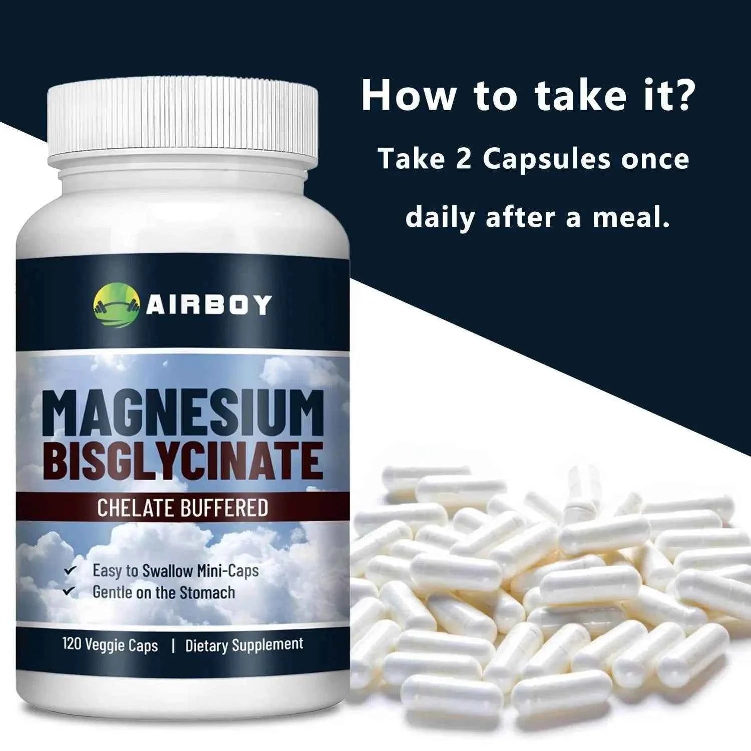 Magnesium Bisglycinate Supplement - Muscle, Nerve, Sleep, Joints, Bones Health, Immune &amp; Energy - 120 Capsules