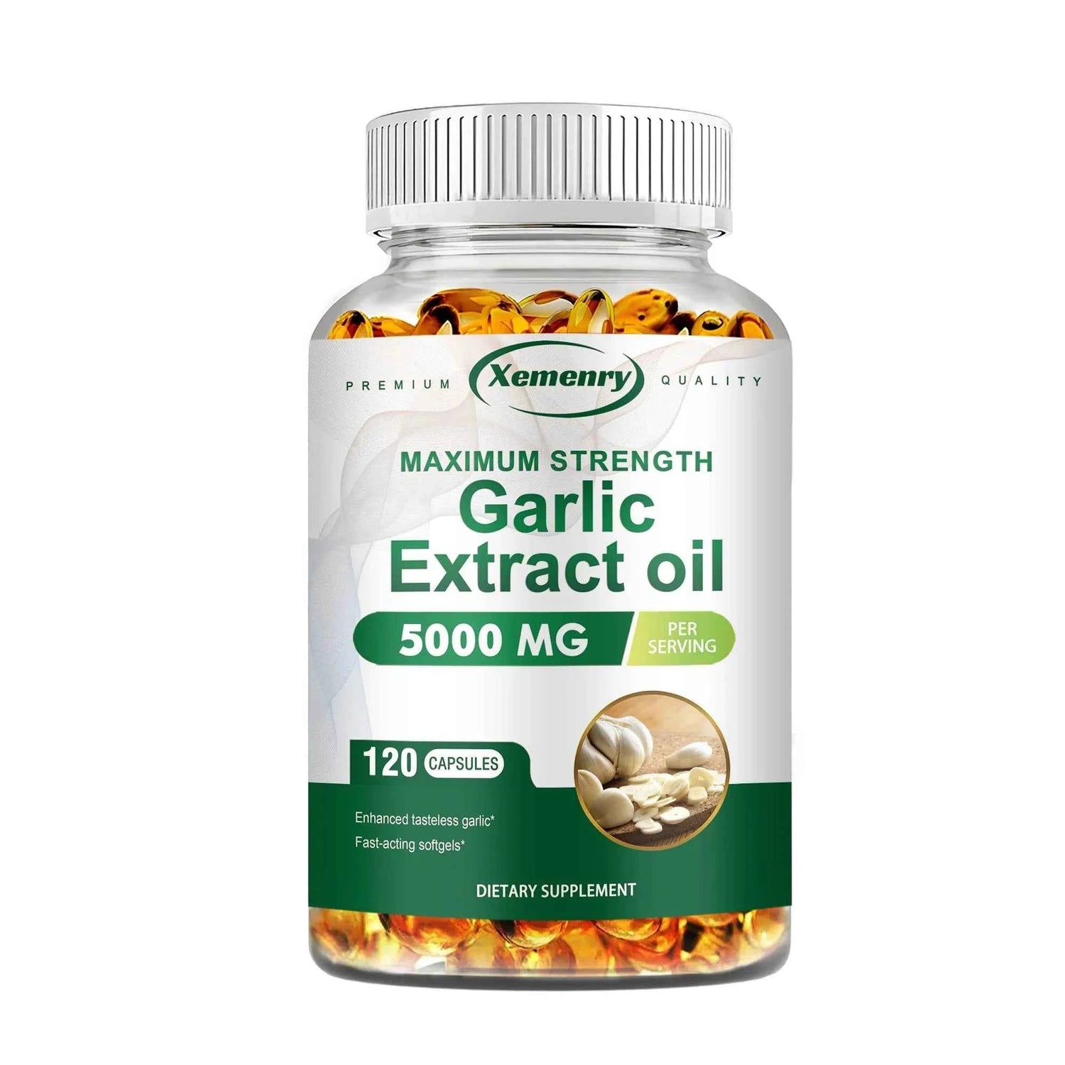 Garlic Oil Capsules - for Immune and Cardiovascular, Cholesterol Health, Enhances Immunity - 120 Capsules