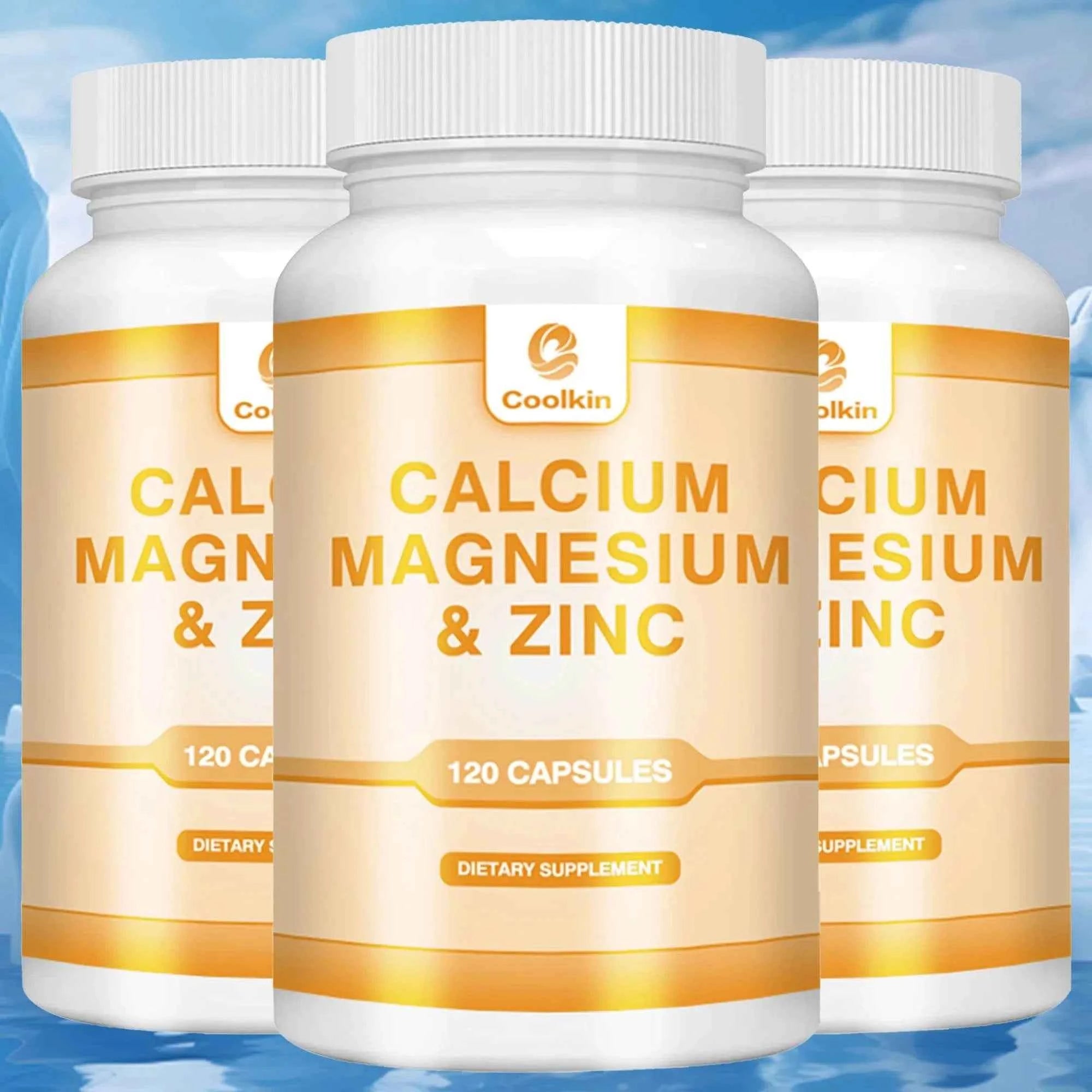 Calcium + Magnesium + Zinc Capsules - Supports Bone Health, Nerve and Muscle Function, Immune Support - 120 Capsules