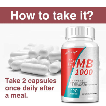 HMB Supplements - Improves Endurance, Builds Lean Muscle Mass and Promotes Muscle Recovery - 120 Capsules