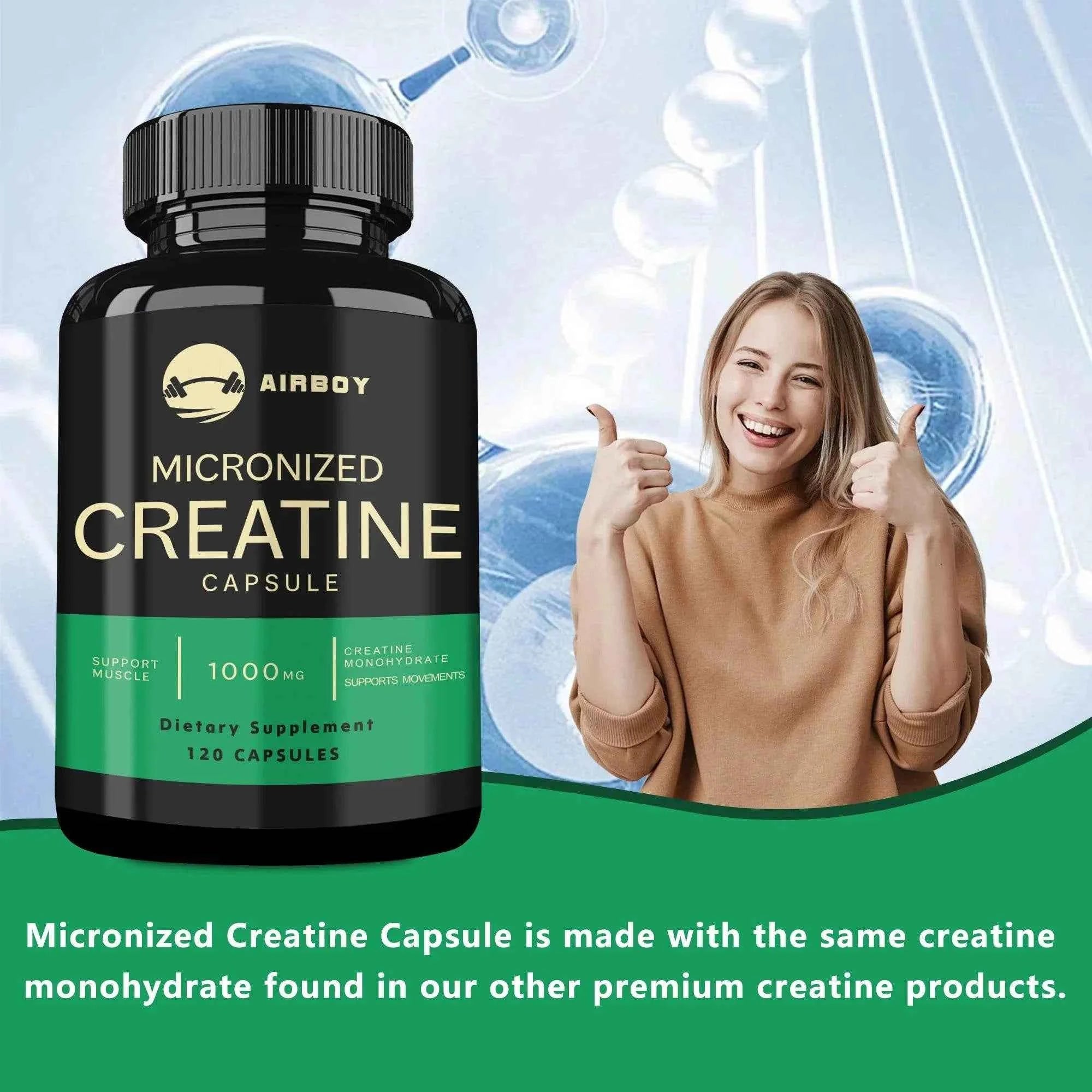 Micronized Creatine Capsules - for Muscle Endurance, Build Muscle &amp; Enhance Performance - 120 Capsules