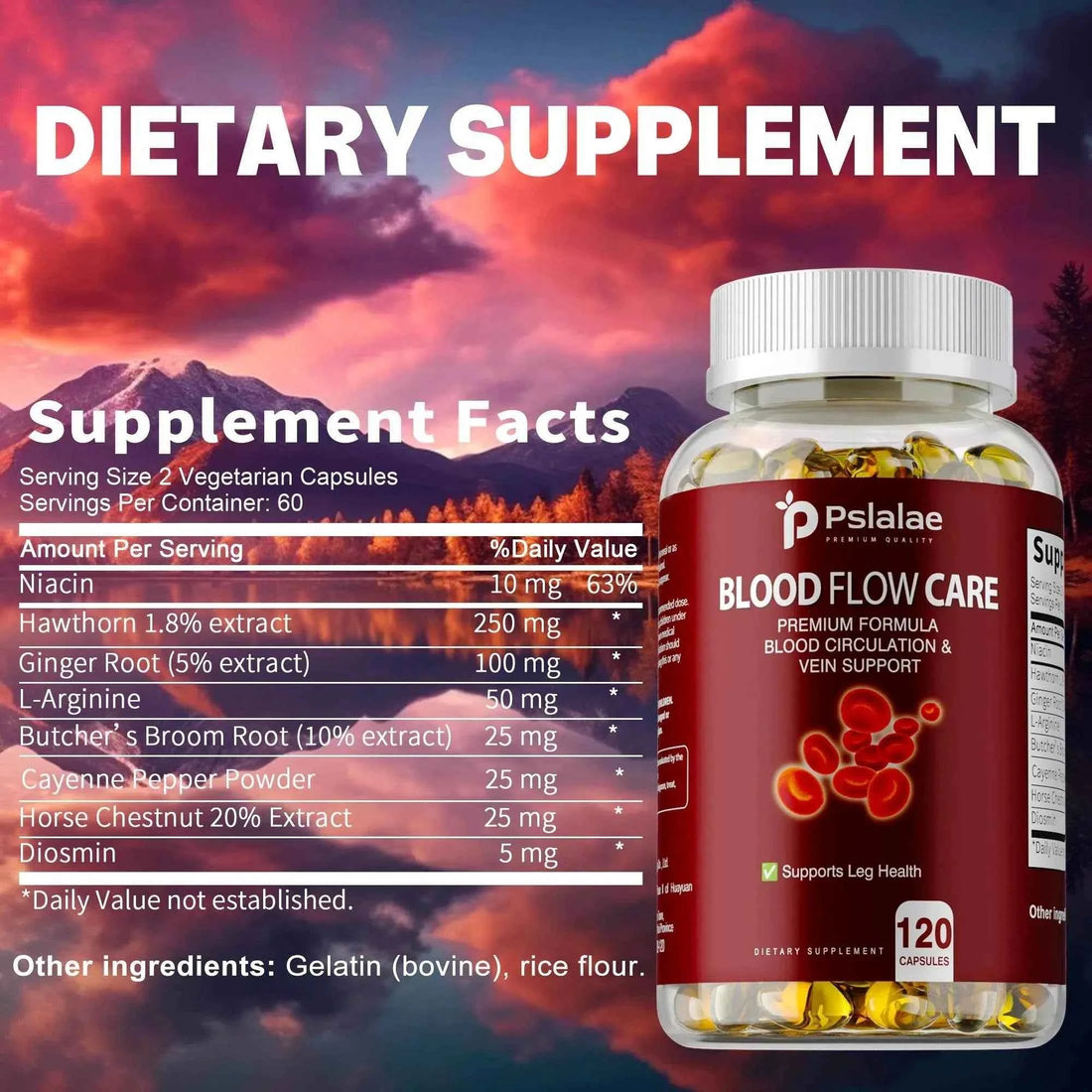 Blood Flow Care - Balance Blood Pressure, Support Heart, Cardiovascular Health, Promote Blood Circulation - 120 Capsules